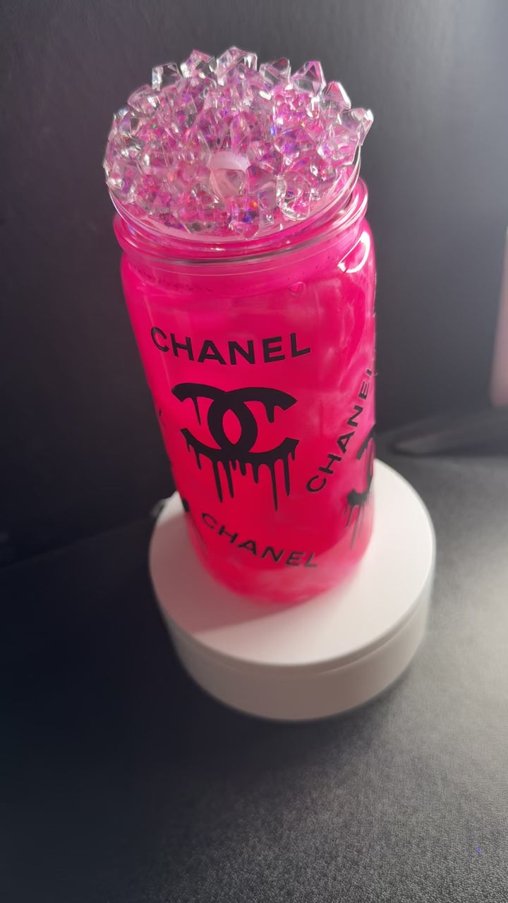 16oz Cat eye snow globe tumbler